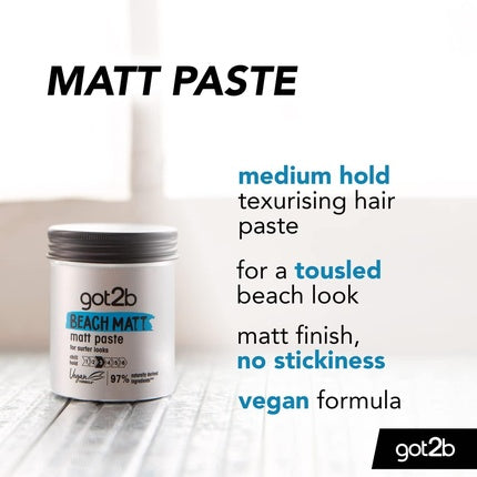 Got2b Beach Matt Medium Hold Hair Paste, Schwarzkopf, 100ml