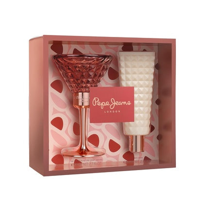 Set Parfum Pepe Jeans Life Is Now for Her, EDP 80ml + Loțiune Corp 80ml, Cutie Cadou Roz