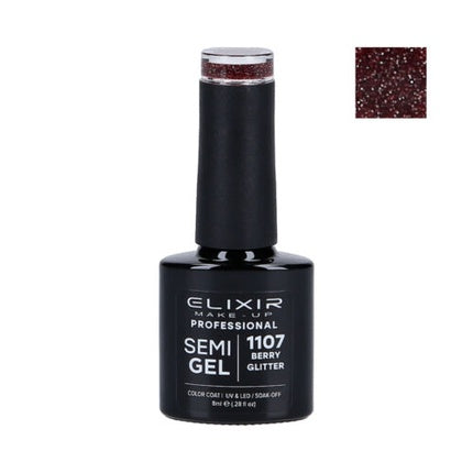 Lac de unghii, Elixir, Semi Gel, Berry Glitter