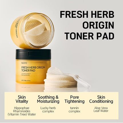 Dischete Faciale Nacific Fresh Herb Origin Cotton Toner Pads, Pachet de 60 bucăți