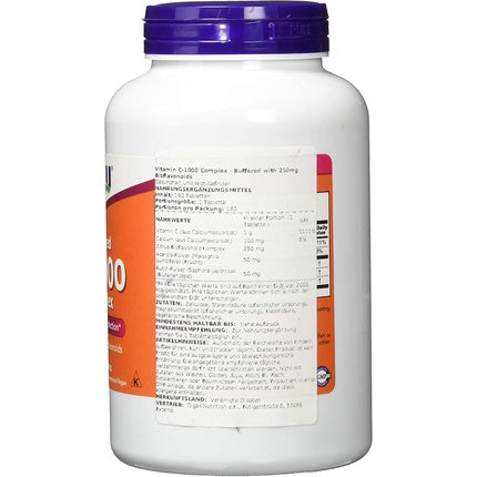 Supliment Vitamină C, NOW Foods, Buffered Vitamin C-1000, 180 Tablete