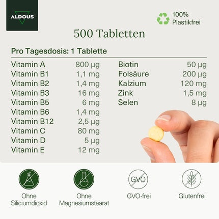 Multivitamine, Aldous Bio, 500 Comprimate, portocaliu-negru
