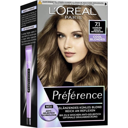 Vopsea Par Permanentă L'Oréal Paris Préférence, Culoare 7.1 Blond Mediu Rece