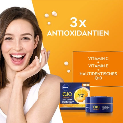 Cremă de Noapte, Nivea, Q10 Energy, 50ml, albastru