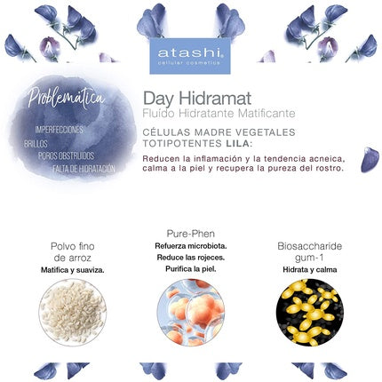 Fluid facial matifiant, Atashi, Fresh & Pure, flori de liliac, 50ml