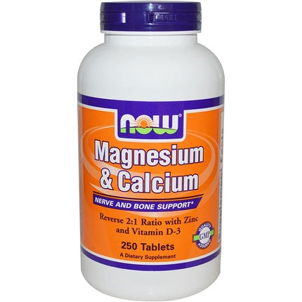 Pastile Now Foods Magnesium & Calcium cu Zinc și Vitamina D, 250 tablete