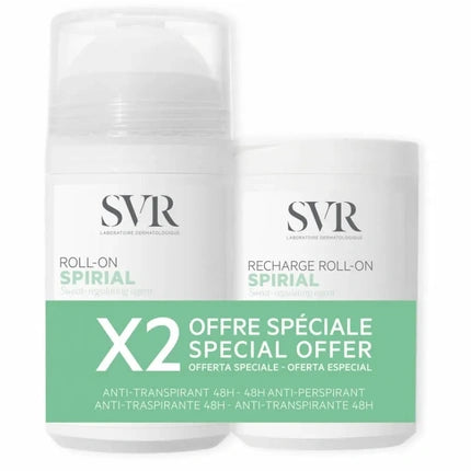 Svr Spirial 48h Antiperspirant Rollon, Set Refill 50ml, Alb