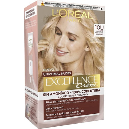Vopsea de păr, L'Oréal Paris, Excellence Creme 10U, blond foarte deschis