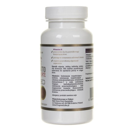Supliment vitamină K2 MK-7, Progress Labs, 100mcg, 120 tablete, alb