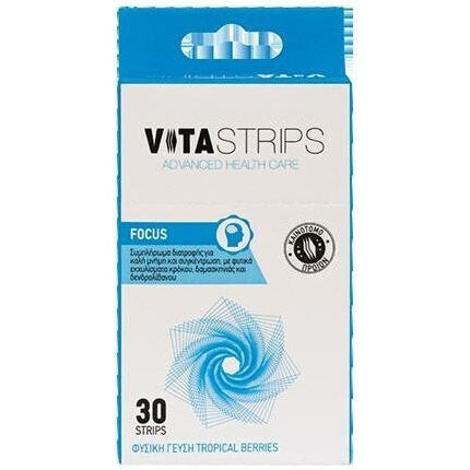 Vitastrips Focus, Supliment Dietetic pentru Memorie și Concentrație, 30 Strip-uri, Gust Tropical Berries