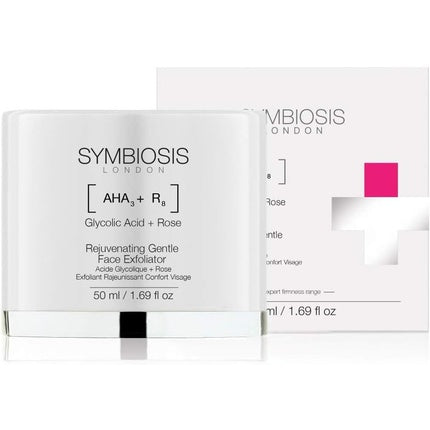 Exfoliant facial Symbiosis London cu acid glicolic și trandafir, 50ml