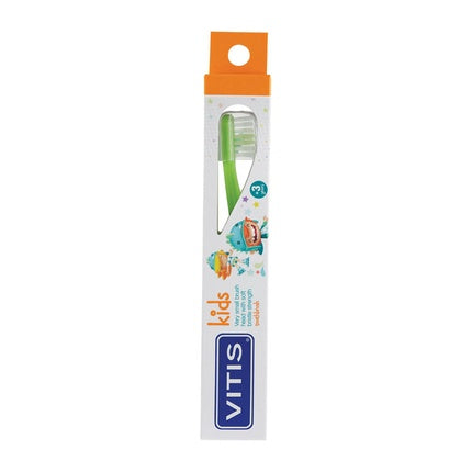Periuță de dinți Vitis Kids, verde, cu capac