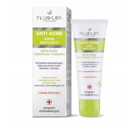 Floslek Anti Acne Ideal Skin, Cremă Antibacteriană Matifiantă pentru Pielea Grasă și Combinată, 150ml