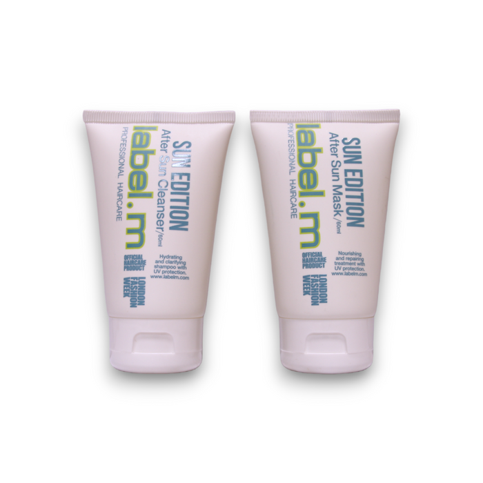 Set spray pentru păr Label.M Sun Edition + ulei de păr + șampon, cu filtru UV, 50 ml + 60 ml + 60 ml