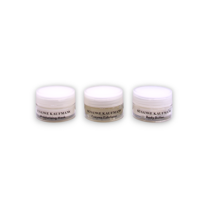 Set de îngrijire a pielii Susanne Kaufmann Home Spa Collection, gel de curățare 30 ml + unt de corp 15 ml + exfoliant enzimatic