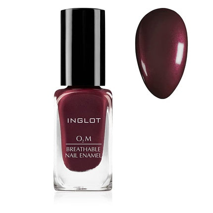 Esmeuță pentru unghii, Inglot O2m Breathable Nail Enamel 637, roșu-maro, cu efect metalic, 15 ml