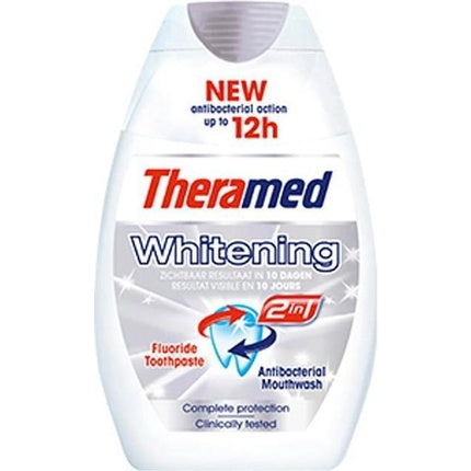 Pastă de dinți Theramed Whitening Power 2 în 1, Gel textură, Alb/Albastru, 105 g