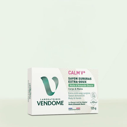 Săpun Calm V+ Extra-Gentle Surgras cu Ulei de Migdale Dulci, 125g