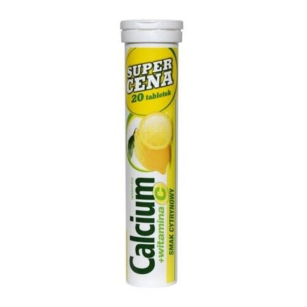 Tablete efervescente cu Calciu și Vitamina C, aromă de lămâie, 20 buc