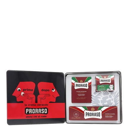 Set bărbierit, Proraso, cremă și loțiune, 350ml, roșu