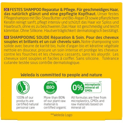 Șampon Solid Weleda Repair & Care, Unt de Shea + Ulei de Argan, 50g