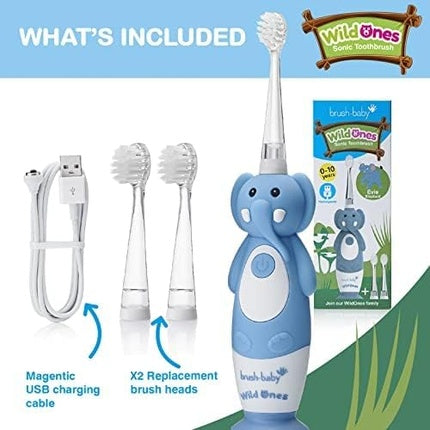 Periuță electrică copii, Brush-Baby, WildOnes, elefant