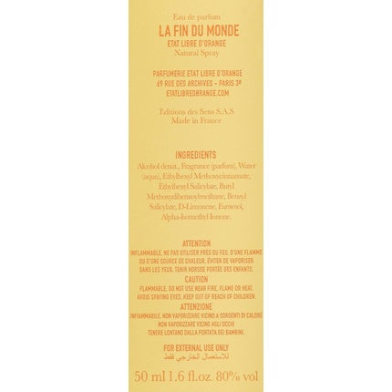 Parfum Etat Libre D'Ora, La Fin Du Monde, 50ml, auriu