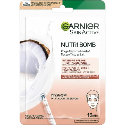 Masca de fata, Garnier, SkinActive Nutri Bomb, lapte de cocos, 28g