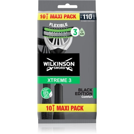 Rasor de unică folosință Wilkinson Sword Xtreme 3 Black Edition, pachet 10 bucăți, negru