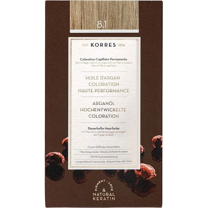 Vopsea de păr, Korres, Argan Oil, Blond deschis cenușiu