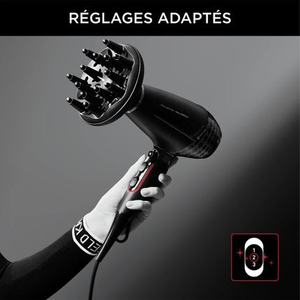 Uscător de păr Rowenta x Karl Lagerfeld CV888L, 2200W, negru/roșu