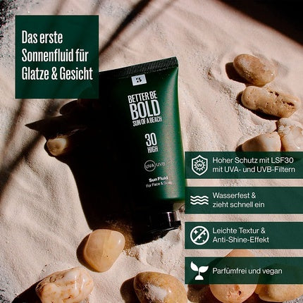 Fluid solar matifiant SPF 30 pentru cap chel și față - Better Be Bold, 54g