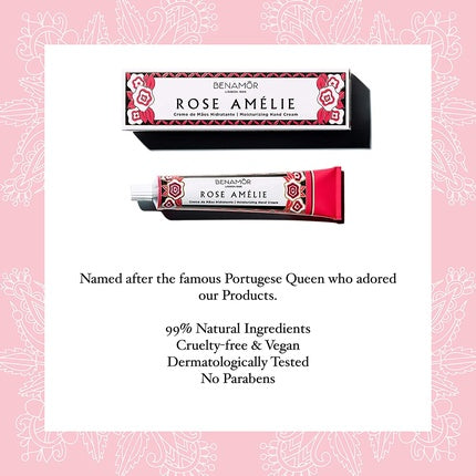 Crema de Mâini Benamôr Rose Amélie cu Unt de Shea, Ulei de Argan, Aloe Vera, 50ml Tub