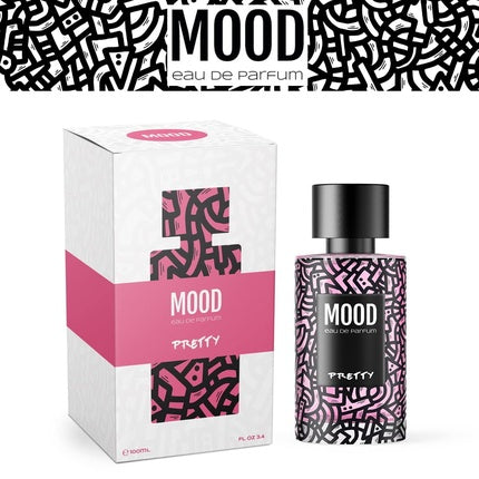 Parfum Mood Pretty, 100ml, design grafic, negru/roz