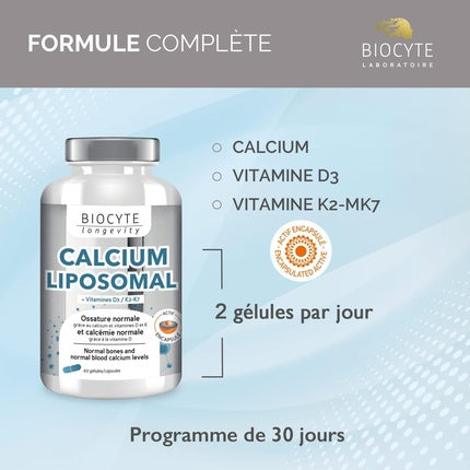 Biocyte Liposomal Calcium, Supliment alimentar pe bază de calciu pentru structură osoasă, 60 g, capsulă