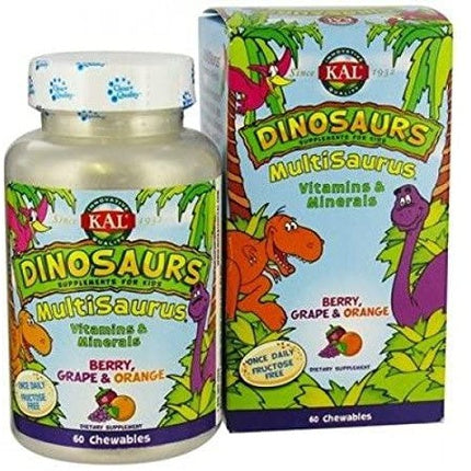 Supliment alimentar, Kal, MultiSaurus Dinos, 60 comprimate, gust fructe de pădure și portocale