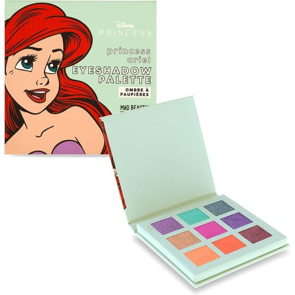 Set farduri pentru ochi, Mad Beauty, Pop Princess Ariel Mini Eyeshadow Palette, 9 culori