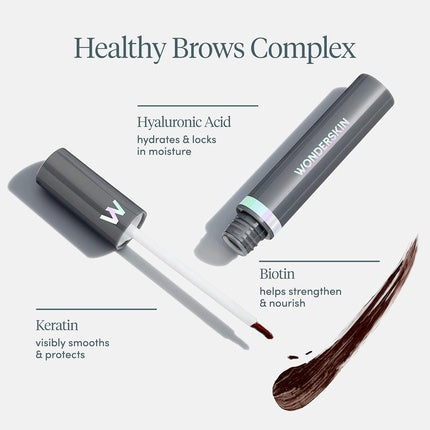 Rimel pentru sprâncene Wonderskin Dream Brow, Gel colorat Maro Închis, Rezistent la transfer, Timp îndelungat