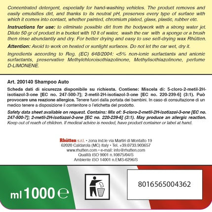 Șampon Auto Rhütten, Concentrat, Galben, 1000ml