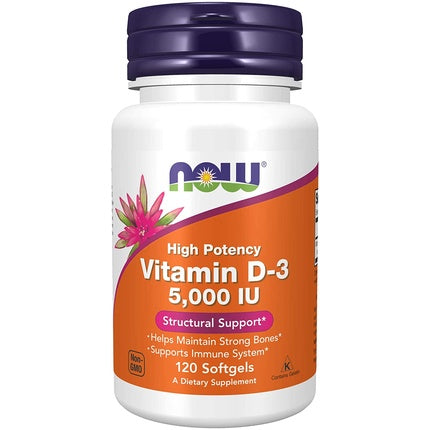Vitamine D3, NOW Foods, High Potency Structural Support, 5000 IU, 120 Softgels