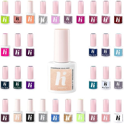 Lac unghii gel, Hi Hybrid, model Champagne Gold 423, auriu