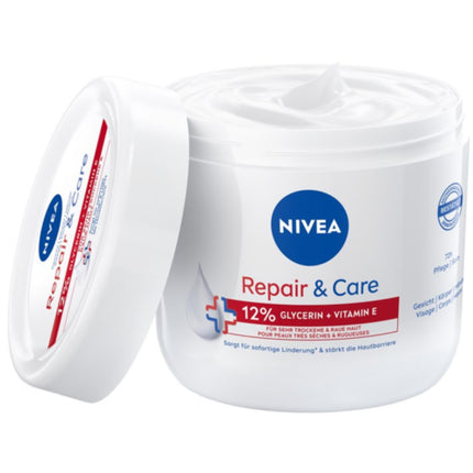 Cremă Hidratantă Nivea Repair & Care, Glicerină și Vitamina E, Față și Corp, 400ml