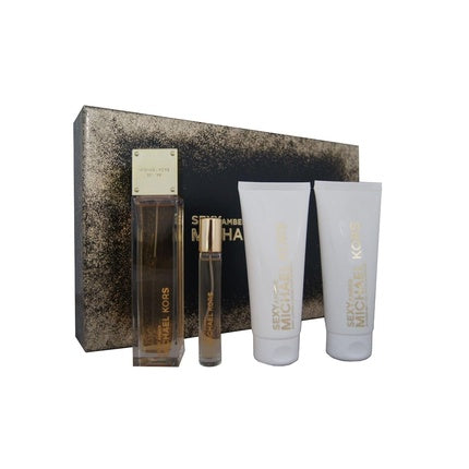 Set Parfum Michael Kors Sexy Amber, 100ml + 10ml + Gel de Duș 100ml + Loțiune 100ml