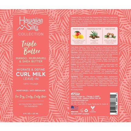 Lapte de păr fără clătire Hawaiian Silky, Triple Butter Collection, pentru păr creț