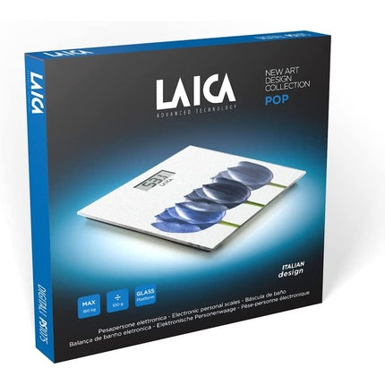 Cantar electronic, Laica, PS1075W, flori albastre, fundal alb