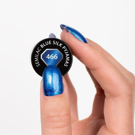 Semilac UV Hybrid Gel Polish, 466 Blue Silk Pyjamas, 7ml, Silk Effect, Electric Blue
