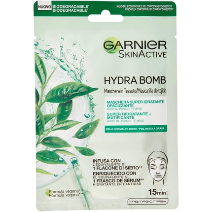 Masca de fata matifianta si hidratanta, Garnier, Skinactive Hydrabomb, 28g