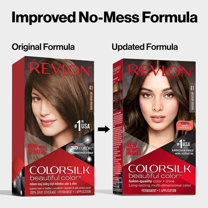Vopsea de păr, Revlon, Permanent Color Nr.41, Maro Mediu, 130ml