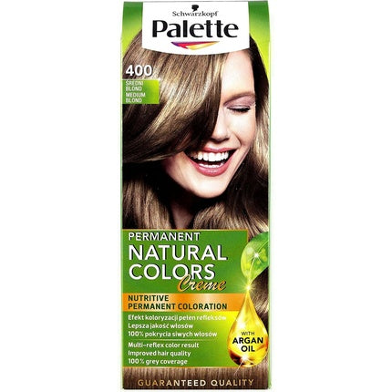 Vopsea de par permanenta, Schwarzkopf Palette Natural Colors, Blond Mediu 400