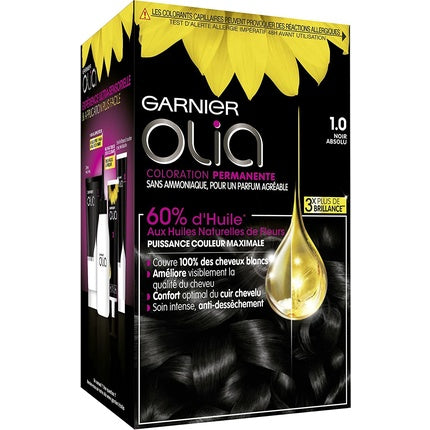 Vopsea de păr permanentă Garnier Olia Noir Absolu, fără amoniac